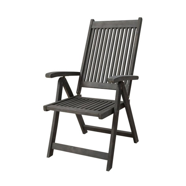 Homeroots 44 x 26 x 26 in. Distressed Gray Outdoor Reclining Chair 389988
